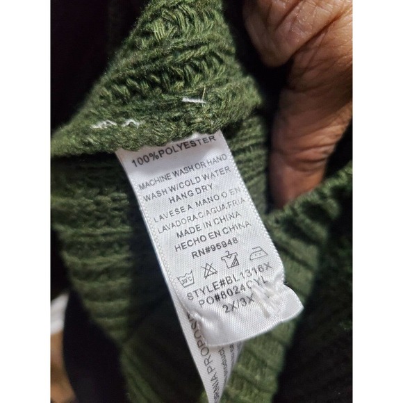 Cozy Casual Women's Green Polyester Long Sleeve Buttons Front Knit Sweater 2X/3X - Picture 10 of 11
